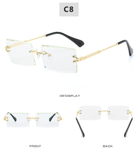 2022 Retro Sunglasses Women Brand Designer Fashion Rimless Gradient Sun Glasses Shades Cutting Lens Ladies Frameless Eyeglasses