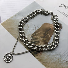 Load image into Gallery viewer, INS Punk Hiphop Cuban Thick Chain Choker Necklace Sets for Women Vintage Carved Coin Portrait Pendant Necklace Jewelry