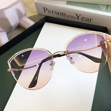 Load image into Gallery viewer, Oulylan Cat Eye Sunglasses Women Luxury Rimless Gradient Sun Glasses Clear Ocean Color Lenses Shades Ladies Sunglass UV400