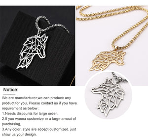 My Shape Wolf Animal Necklace 316L Stainless Steel Forest Animals Men Necklace Hollow Cut Out Pendant Jewelry Gift For Women