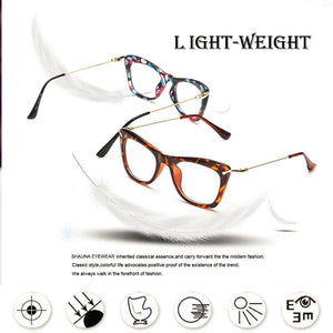 Women Cat Eye Optical Frames Brand Designer Lady Printing Eyewear Metallic Leg