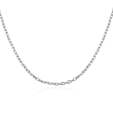 925 Sterling Silver Link Chain Necklace Width 1.0mm, Length 40mm, 45mm Women European Fine Jewelry Gift TFN011