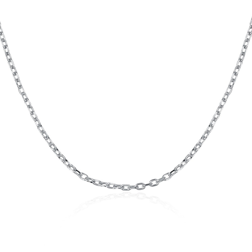 925 Sterling Silver Link Chain Necklace Width 1.0mm, Length 40mm, 45mm Women European Fine Jewelry Gift TFN011