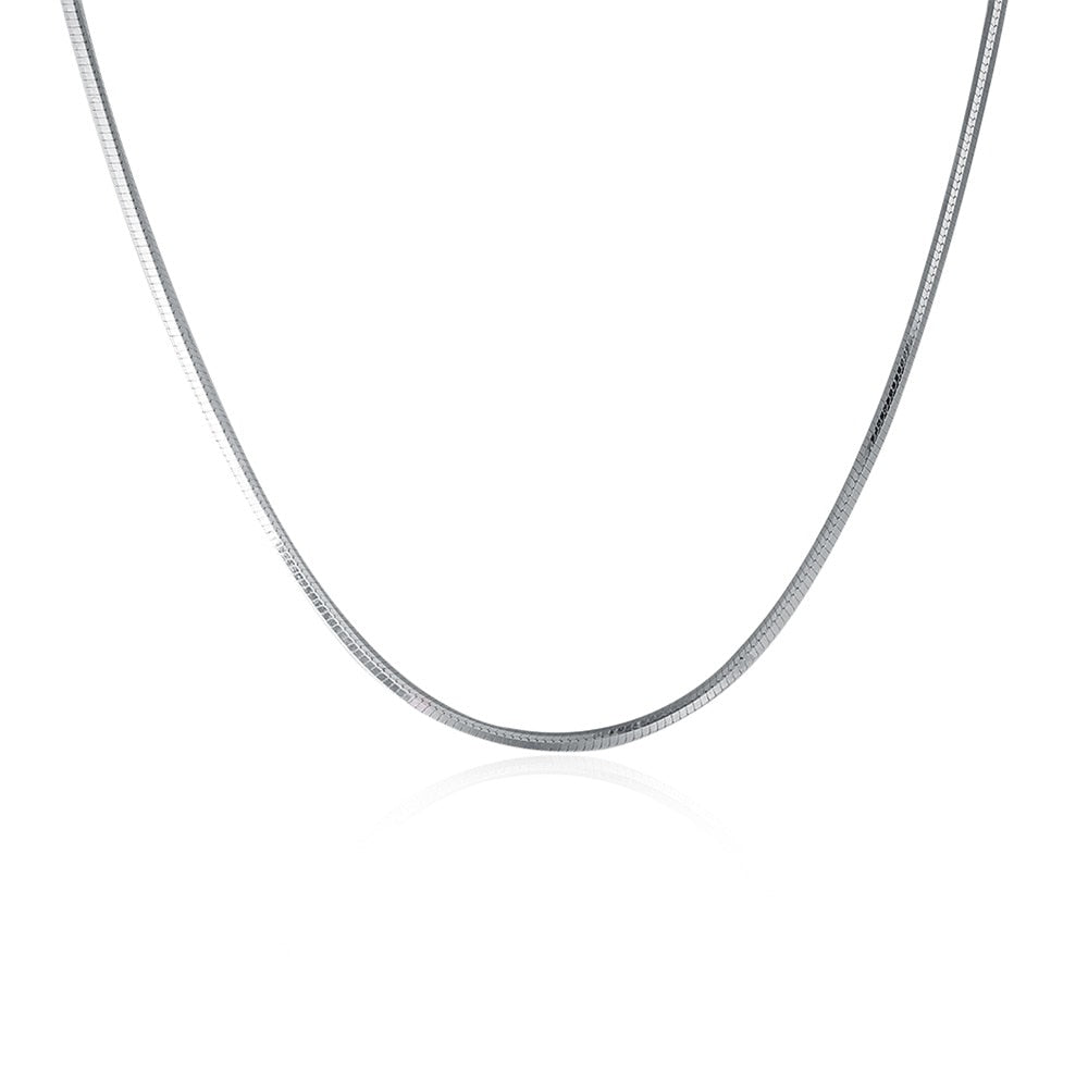 925 Sterling Silver Snake Chain Necklace Width 1.0mm, Length 40mm, 45mm Women European Fine Jewelry Gift TFN013
