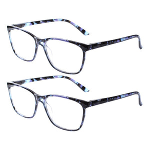 Henotin 2 Pack Comfortable Progressive Multifocal Reading Glasses Men's and Women's Spring Hinged Plastic Frame Eyeglasses