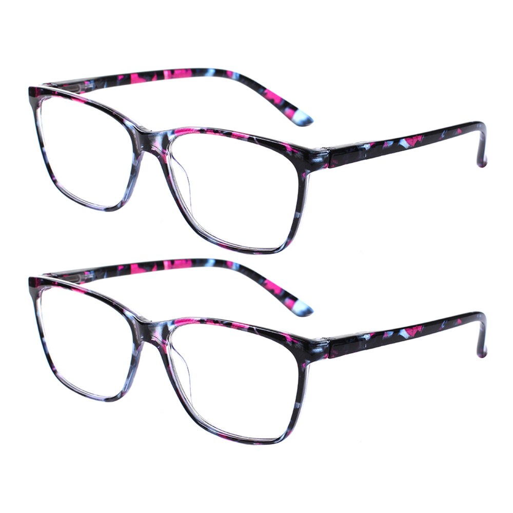 Henotin 2 Pack Comfortable Progressive Multifocal Reading Glasses Men's and Women's Spring Hinged Plastic Frame Eyeglasses