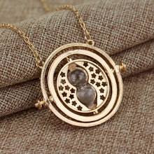 Carica l&#39;immagine nel visualizzatore di Gallery, Hermione Granger Rotating Time Turner Gold/Silver Necklace Hourglass Sand Necklaces Women Men Silver Gold Link Chain