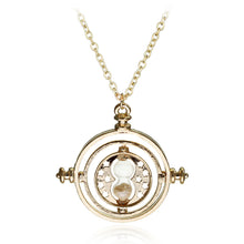 Carica l&#39;immagine nel visualizzatore di Gallery, Hermione Granger Rotating Time Turner Gold/Silver Necklace Hourglass Sand Necklaces Women Men Silver Gold Link Chain