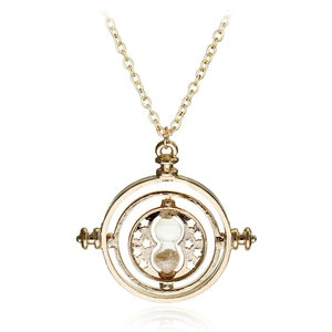 Hermione Granger Rotating Time Turner Gold/Silver Necklace Hourglass Sand Necklaces Women Men Silver Gold Link Chain