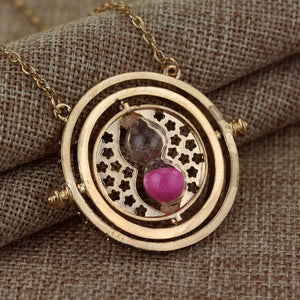 Hermione Granger Rotating Time Turner Gold/Silver Necklace Hourglass Sand Necklaces Women Men Silver Gold Link Chain