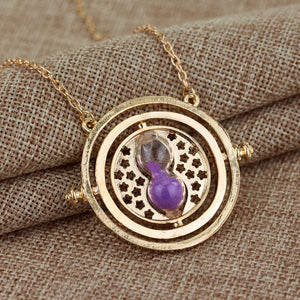 Hermione Granger Rotating Time Turner Gold/Silver Necklace Hourglass Sand Necklaces Women Men Silver Gold Link Chain