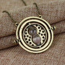 Carica l&#39;immagine nel visualizzatore di Gallery, Hermione Granger Rotating Time Turner Gold/Silver Necklace Hourglass Sand Necklaces Women Men Silver Gold Link Chain