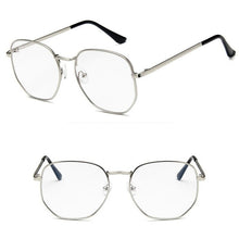 Load image into Gallery viewer, Hexagon Silver Clear Glasses Frame Men 2023 Retro Myopia Optical Fake Eye Glasses Frame Women Oculos lunette de vue homme