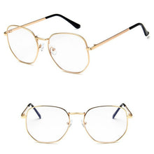 Load image into Gallery viewer, Hexagon Silver Clear Glasses Frame Men 2023 Retro Myopia Optical Fake Eye Glasses Frame Women Oculos lunette de vue homme