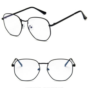 Hexagon Silver Clear Glasses Frame Men 2023 Retro Myopia Optical Fake Eye Glasses Frame Women Oculos lunette de vue homme