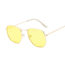 Load image into Gallery viewer, Hexagon Sunglasses Men Classic Brand Flat Lens Clear Sun Glasses Male Female Retro Small Metal Frame Square Glass