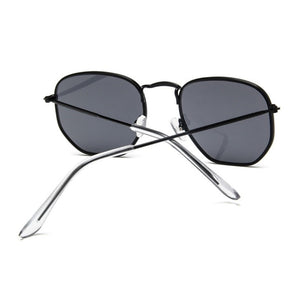 Hexagon Sunglasses Men Classic Brand Flat Lens Clear Sun Glasses Male Female Retro Small Metal Frame Square Glass
