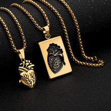 Load image into Gallery viewer, Gothic Punk Style Puzzel Paard Anatomical Heart Necklace For Men Fashion Gold Color Jewelry Party Couple Wedding Gifts VIP Link
