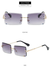 Load image into Gallery viewer, Fashion Rectangle Sunglasses Women   Brand Designer Rimless Square Sun Glasses Ladies Luxury Brand Gradient Shades