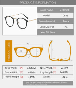 Round Glasses Frames Men Women Vintage Transparent Optical Eyeglasses Frames Black Pink Clear Lens Spectacles Eyewear