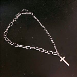 Multilayers Punk Chains Cross Necklace Couple Fashion Street Hip Hop Geometric Metal Pendant Necklaces for Women