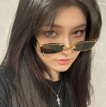Load image into Gallery viewer, Deisgn Vintage Square Sunglasses Men Women Metal Small Sun Glasses Retro Black Pink Trend 90s Eyewear UV400