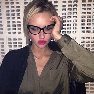 New Cat Eye Glasses Frame Women Brand Designer Cateye Optical Eyeglasses Ladies Fashion Retro Clear Glasses