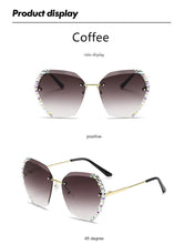 Load image into Gallery viewer, Vintage Style Rimless Sun Glasses Female Luxury Brand Cut Diamond Crystal Gradient Square Sunglasses