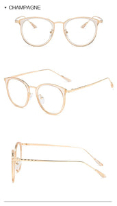 Transparent Cat Eye Glasses Frames Women Men Vintage Clear Optical Round Eyeglasses Metal Myopia Frame