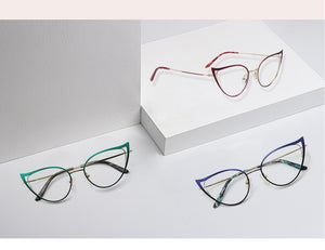 Optical Fashionable Women's Prescription Glasses Luxury Brand Fake Glasses Cat Eye Female Round Eyeglasses With Frame YINSQER