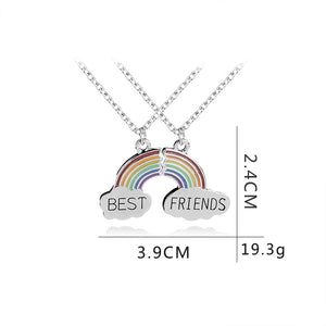 Fashion Best Friends Honey Love Couple Pendant Necklace 2 Pcs/ Set Rainbow Broken Heart BFF Good Friends Friendship Jewelry Gift