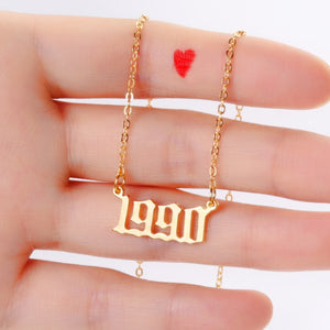 Bohemian English Number Letter Necklace Stainless Steel Chain Necklace for Women Birthday Gift Female Birth Year Necklaces