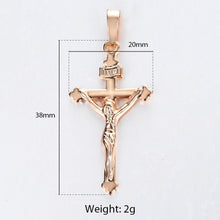 Load image into Gallery viewer, Cross Crucifix Clear Crystal Pendant Necklace for Men Women 585 Rose Gold Prayer Jesus Snail Link Chain Wholesale Jewelry GPM26