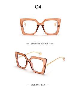 Vintage Glasses Women Men Square Clear Glasses Optical Eyeglasses Frame Transparent Lens Spectacle Frame NOT Anti Blue Light