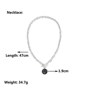 Minimalist Casual Neck Chain Necklaces for Women Round Marble Pendants Hiphop Female Fashion Jewelry Necklace Naszyjnik