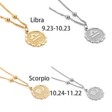 Load image into Gallery viewer, Constellation Carve Coin Pendant Necklace Simple Copper Leo Beads Clavicle Chain Necklace Sexy Couple Jewelry