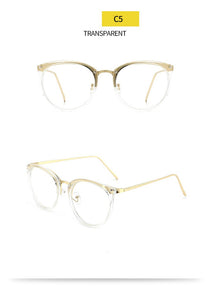 Transparent Eyeglasses Frames Women Retro Cat Eye Glasses Myopia Frame Vintage Fake Eyeglass Metal Optical Spectacles