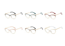 Carica l&#39;immagine nel visualizzatore di Gallery, Peekaboo women fashion glasses cat eye gold metal frame prescription eyeglasses female accessories pink green gift items