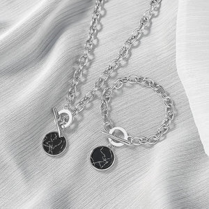 Minimalist Casual Neck Chain Necklaces for Women Round Marble Pendants Hiphop Female Fashion Jewelry Necklace Naszyjnik