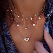 Carica l'immagine nel visualizzatore di Gallery, Collana vintage con mappa lunare per donna, bohemien, multistrato, cerchio, moneta, pietra, collane con ciondolo, perline stella, gioielli girocollo 