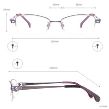 Load image into Gallery viewer, Women Titanium Eyeglasses Half Rim Oval Spectacles For Prescription Lenses Myopia Reading Progressive
