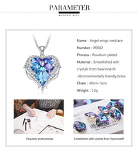 Load image into Gallery viewer, Women Silver Color Necklace Embellished with Crystals from Swarovski Necklace Angel Wings Heart Pendant Valentines Gift