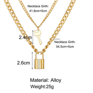17KM Fashion Multi Layer Lock Portrait Pendants Necklaces For Women Gold Metal Key Heart Necklace New Design Jewelry Gift