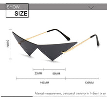 Load image into Gallery viewer, Oversized Cat eye Rimless Sunglasses Women Fashion One Piece Lens Sun Glasses Female Trend Triangle Eyewear Men UV400