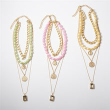 Carica l&#39;immagine nel visualizzatore di Gallery, Punk Multi Layered Pearl Choker Necklace Collar Statement Virgin Mary Coin Crystal Pendant Necklace Women Jewelry