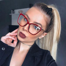Load image into Gallery viewer, Sexy Red Eyeglasses Frame Women Cat Eye Glasses Clear Lens Sunglasses Frame Fashion Spectacles Oversized Eyewear Metal Legs