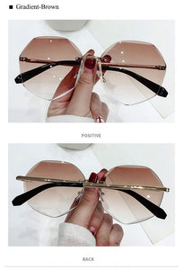 2022 Rimless Sunglasses Women Brand Designer Sun Glasses Gradient Shades Cutting Lens Ladies Frameless Metal Eyeglasses UV400