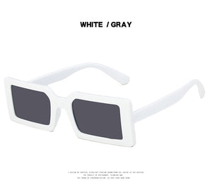 Trendy Rectangle Sunglasses Women Green Fluorescent Street Shot Eyewear Black Thick Frame Fashion Female Cool Sun Glasses