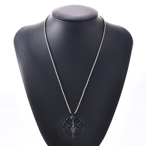 Fashion Vintage Women Men Pentagram Pan God Skull Goat Head Pendant Chain Necklace Jewelry
