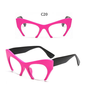 Big frame women glasses frame fashion cat eye Clear Lens brand oversized Glasses Female Transparent Half frame optical frame